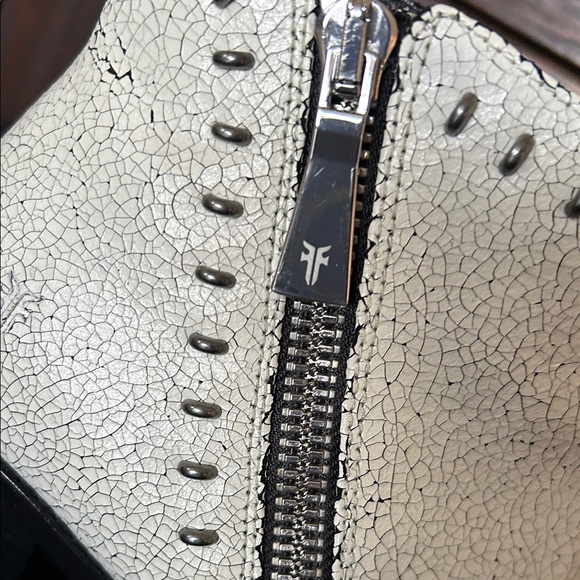 Frye Brielle Rebel Peep Toe Crackle Leather Bootie - Picture 15 of 17